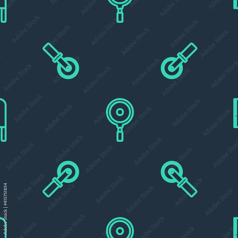 Set line Frying pan, Pizza knife and Knife on seamless pattern. Vector. Set line Frying pan, Pizza knife and Knife on seamless pattern. Vector.