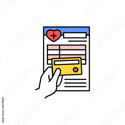 Payment medical insurance color line icon. Pictogram for web page, mobile app
