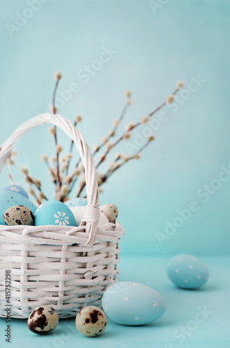 basket with colorful easter eggs