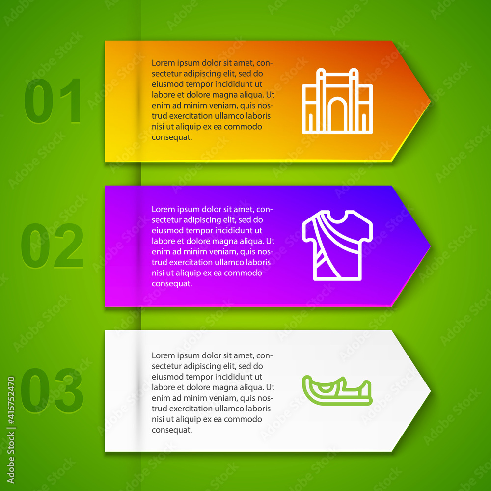 Set line India Gate in Delhi, Indian man dress, shoes and Tandoori chicken. Business infographic template. Vector. Set line India Gate in Delhi, Indian man dress, shoes and Tandoori chicken. Business infographic template. Vector.