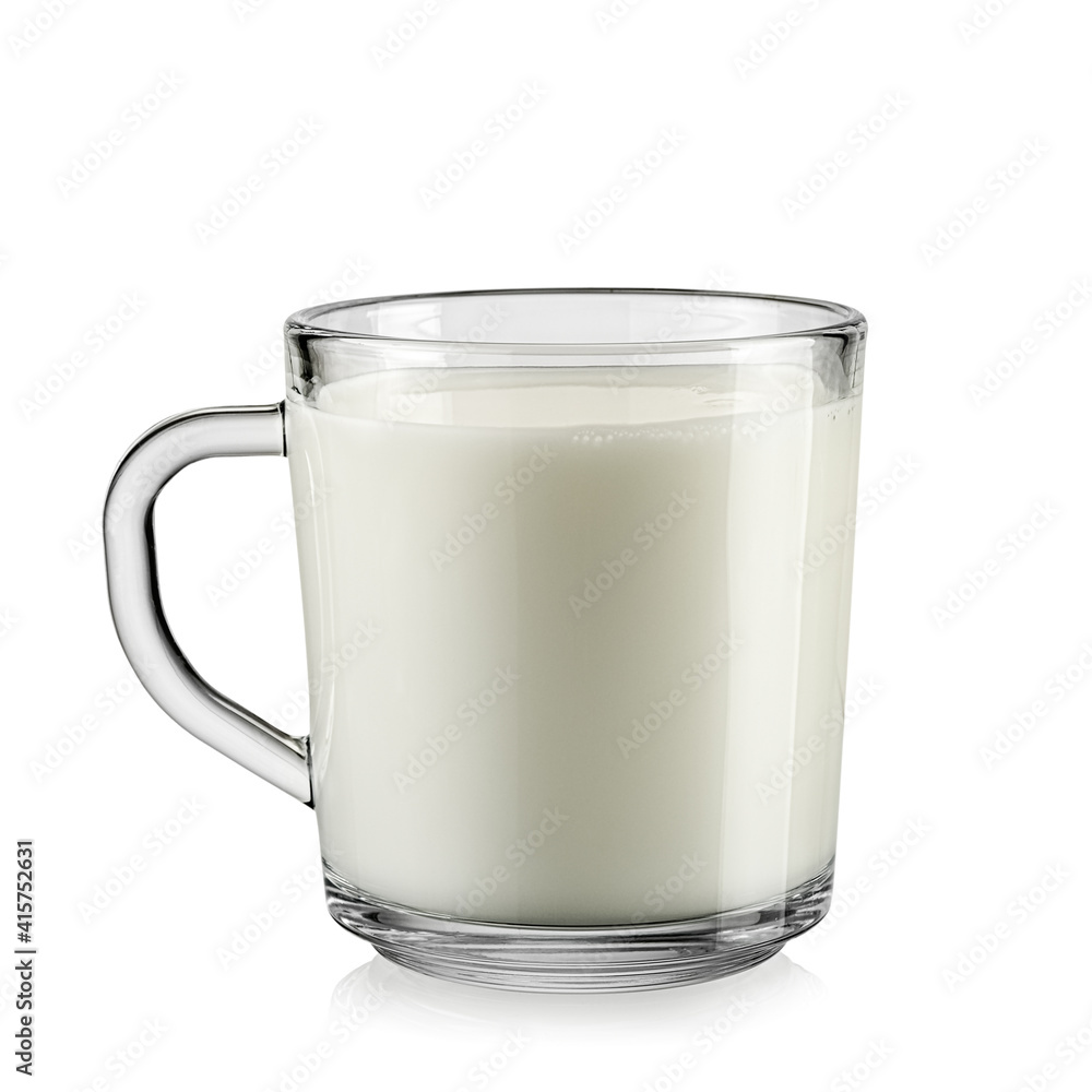 Glass mug with fresh milk, close up Glass mug with fresh milk, close up