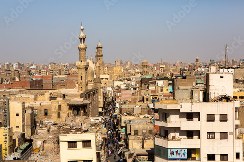 Fototapeta Naklejka Na Ścianę i Meble -  Old Cairo view, Egypt. Old street of arabish Cairo, Egypt