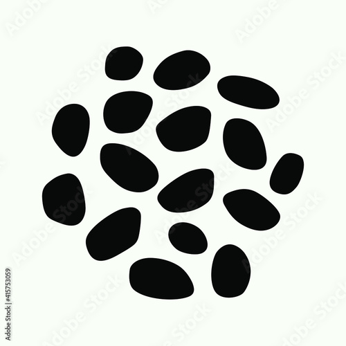 Handful raw round grain rice 