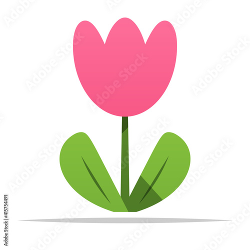 Pink flower cartoon vector isolated illustration