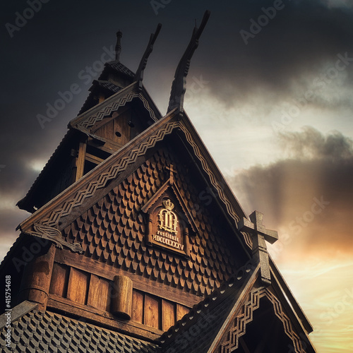 Église en bois debout (Church / stavkirke) photo