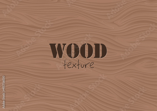 Brown Wooden Background Texture - Brown Wavy Background with Annual Rings, Vector Illustration