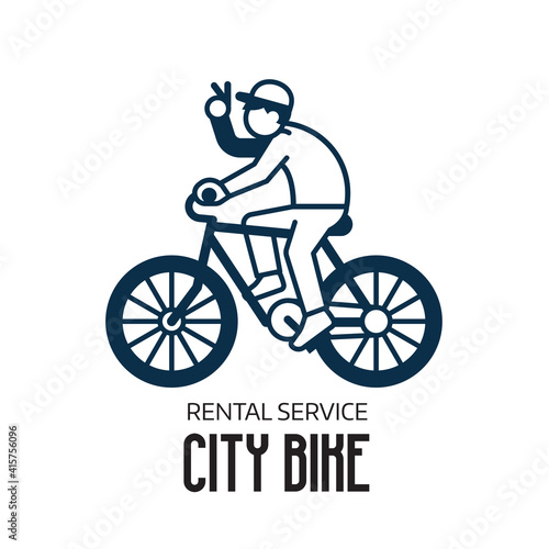 Bike Rental Service Logo Template in Line