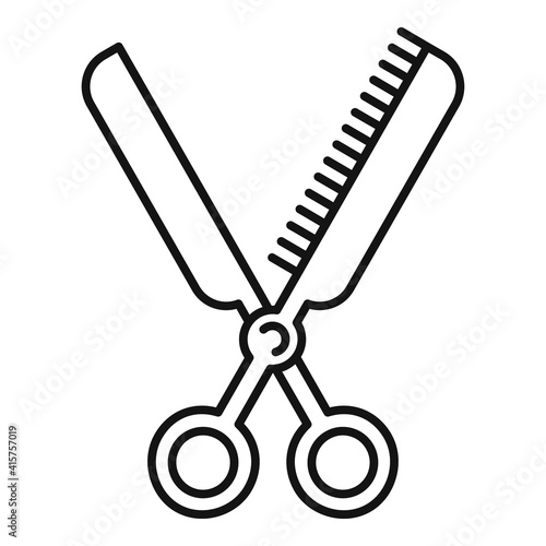 Groomer scissors icon. Outline groomer scissors vector icon for web design isolated on white background Happy Bath