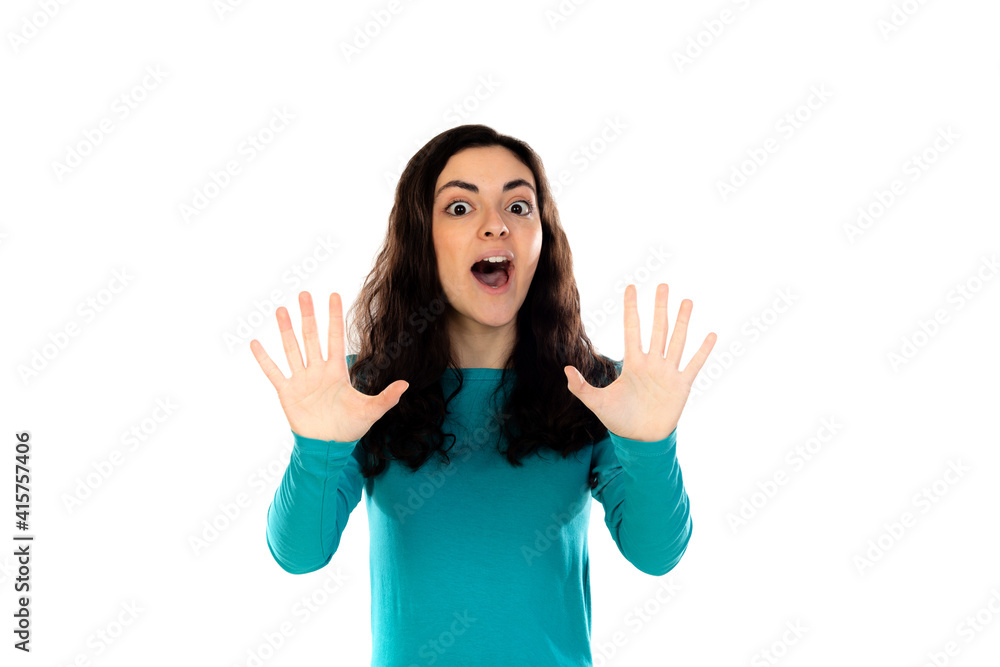 Adorable teenage girl with blue sweater Adorable teenage girl with blue sweater