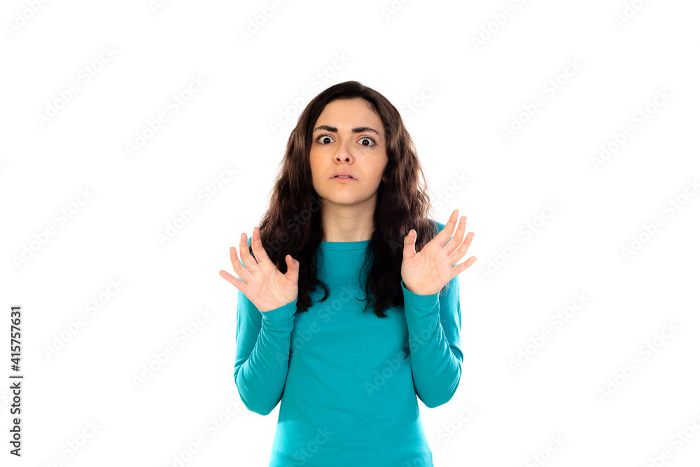 Adorable teenage girl with blue sweater Adorable teenage girl with blue sweater