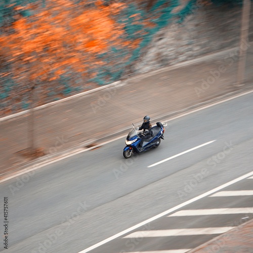 motorbike mode of transport on the street in Bilbao city, Spain