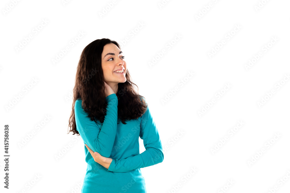 Adorable teenage girl with blue sweater Adorable teenage girl with blue sweater