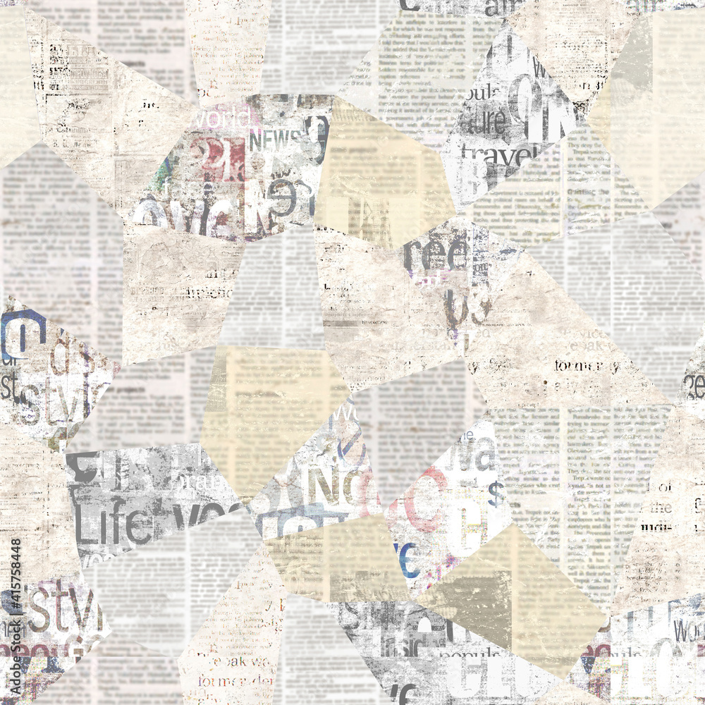 Newspaper Paper Grunge Newsprint Patchwork Seamless Pattern Background  Stock Illustration - Download Image Now - iStock