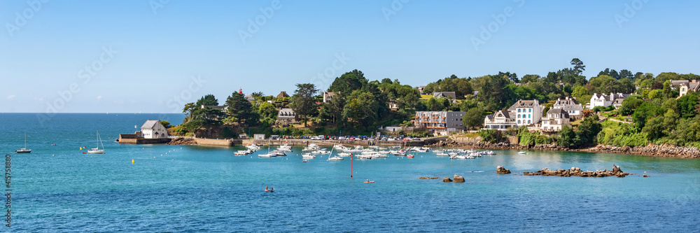 Panorama of the scenic port of Port Manech in Finistère, Brittany, France