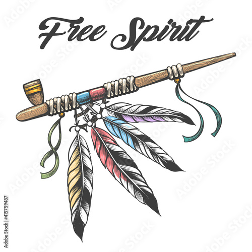 Peace Pipe Tattoo Illustration