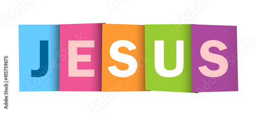 JESUS colorful vector typography banner isolated on white background