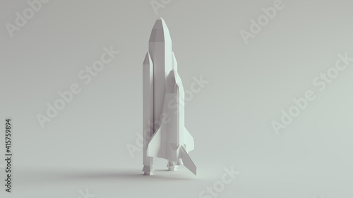 White Space Shuttle Low Poly Low Earth Orbital Spacecraft 3d illustration render