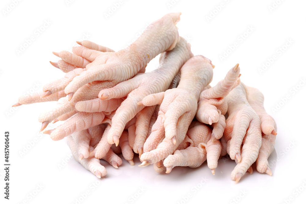 Chicken feet on white background. Chicken feet on white background.