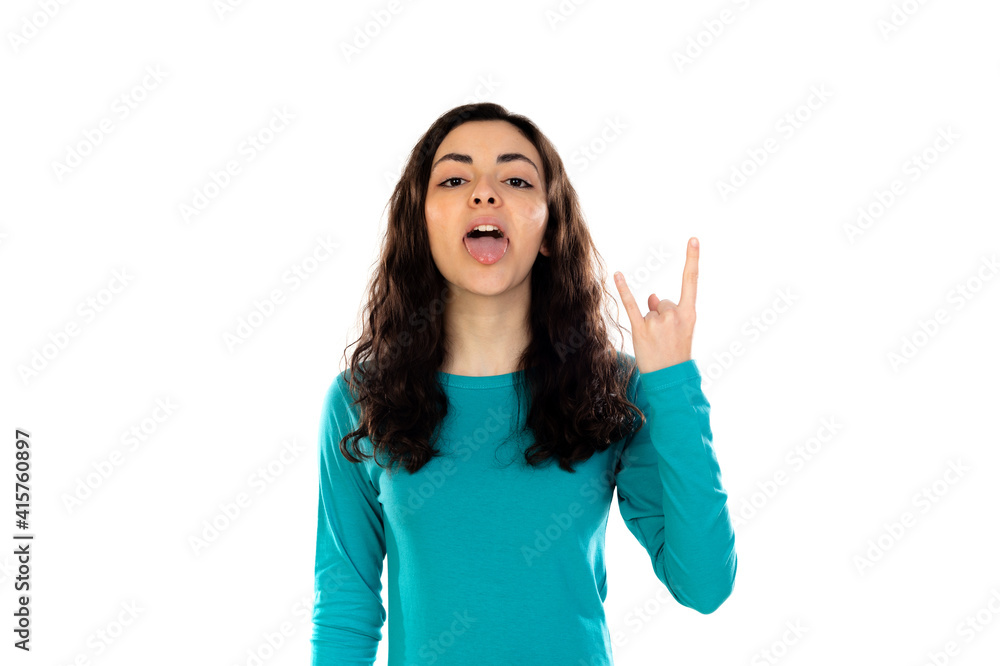 Adorable teenage girl with blue sweater Adorable teenage girl with blue sweater