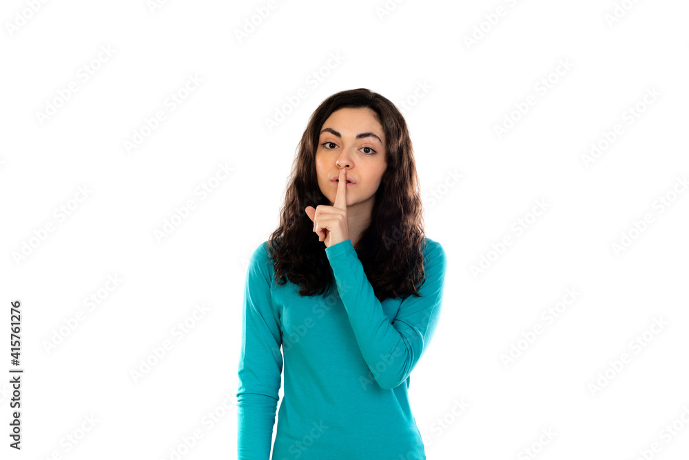 Adorable teenage girl with blue sweater Adorable teenage girl with blue sweater