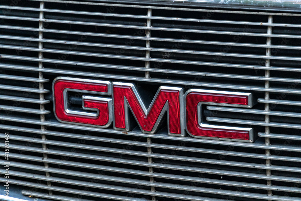 Prague, Czech Republic July 26, 2020 GMC logo. The GMC Division of General Motors is a