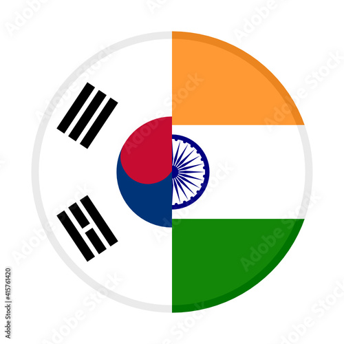 round icon with south korea and india flag