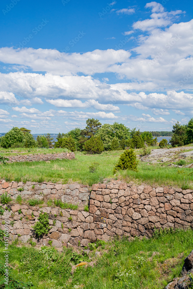 View of The Svartholm fortress in summer, Loviisa, Finland
