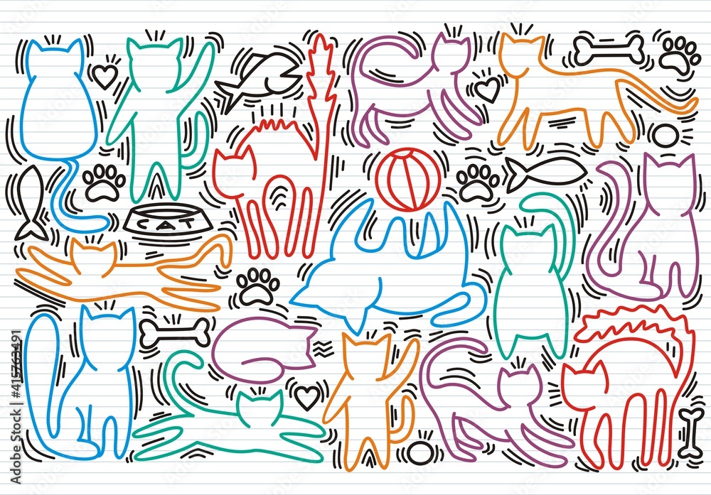 Hand drawn vector illustrations of Cats characters Hand drawn vector illustrations of Cats characters