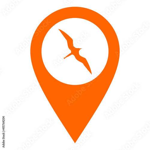 Fregattvogel und Kartenmarkierung