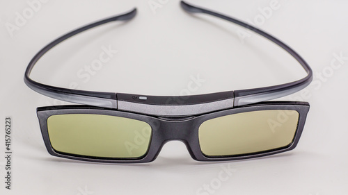 3d black glasses with plastic frames isolated