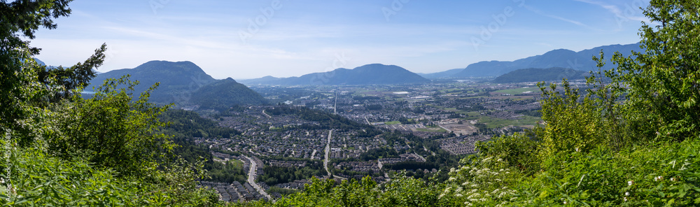 panoramic view of Chilliwack and the Fraser Valley, British Columbia, Canada