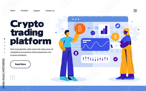 Modern Flat design Illustration of Crypto trading platform