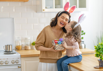 Family preparing for Easter