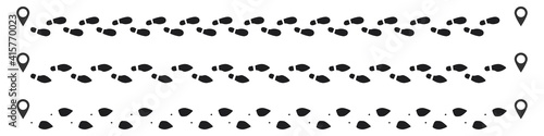 Step footprints paths. footstep prints and shoe steps . shoe tread footprints vector illustration isolated on white background.