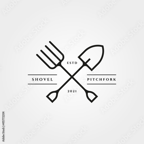 Fototapeta pitchfork and shove icon logo vector minimalist illustration design