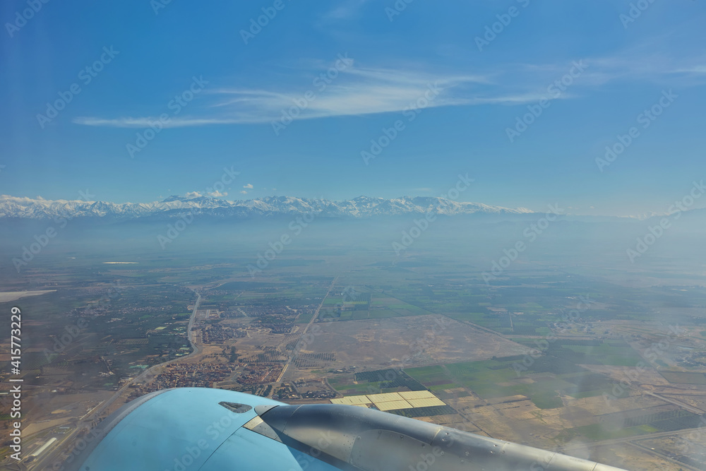 Aerial view of Marrakech, Morocco, on a clear