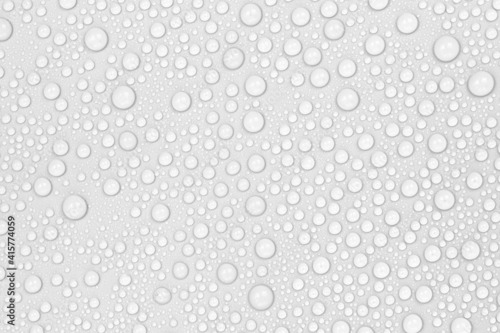 Water drops on white background texture. backdrop glass covered with drops of water. bubbles in water Water drops on white background texture. backdrop glass covered with drops of water. bubbles in water