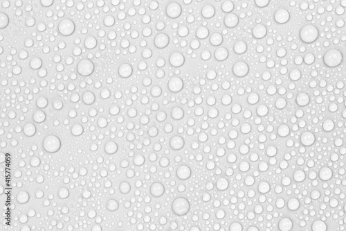 Water drops on white background texture. backdrop glass covered with drops of water.  bubbles in water