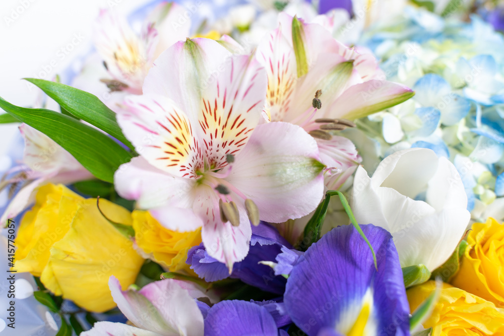 Obraz premium Colorful flowers bouquet . Mix flowers. The bouquet of mixed flower as a background,