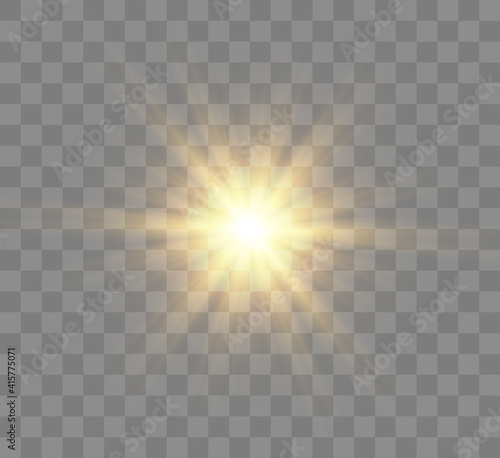  The bright sun shines with warm rays  vector illustration