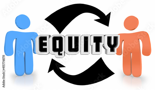 Equity Two People Arrors Fair Treatment Diversity Inclusion 3d Illustration photo