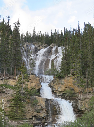 the Tangle Creek Falls, Jasper National Park, Icefields Parkway, Rocky Mountains, Alberta, Canada, June photo