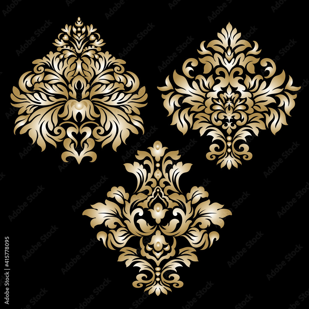 Oriental vector damask patterns for greeting cards and wedding invitations. Oriental vector damask patterns for greeting cards and wedding invitations.
