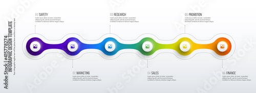 Timeline infographics design vector can be used for workflow layout, diagram, annual report, web design. Business concept with 6 options, steps or processes.