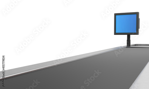 Cash Register Counter. Cashier Checkout With Card Payment Terminal. 3D rendering