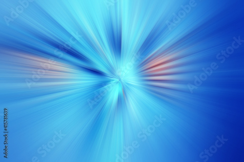 Abstract radial zoom blur surface of blue and pink tones. Abstract blue background with radial, radiating, converging lines. 