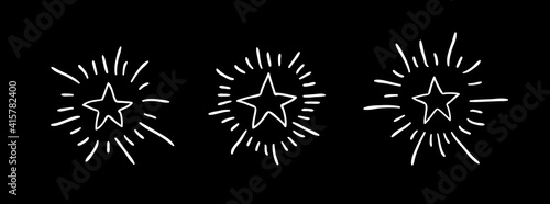 Doodle set of black and white pencil drawing objects. Hand drawn abstract illustration grunge elements. Vector abstract stars for design use.