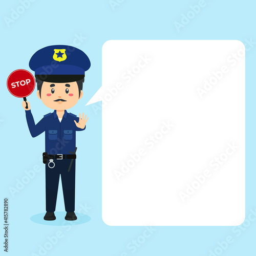 Police Character  with Speech Bubbles