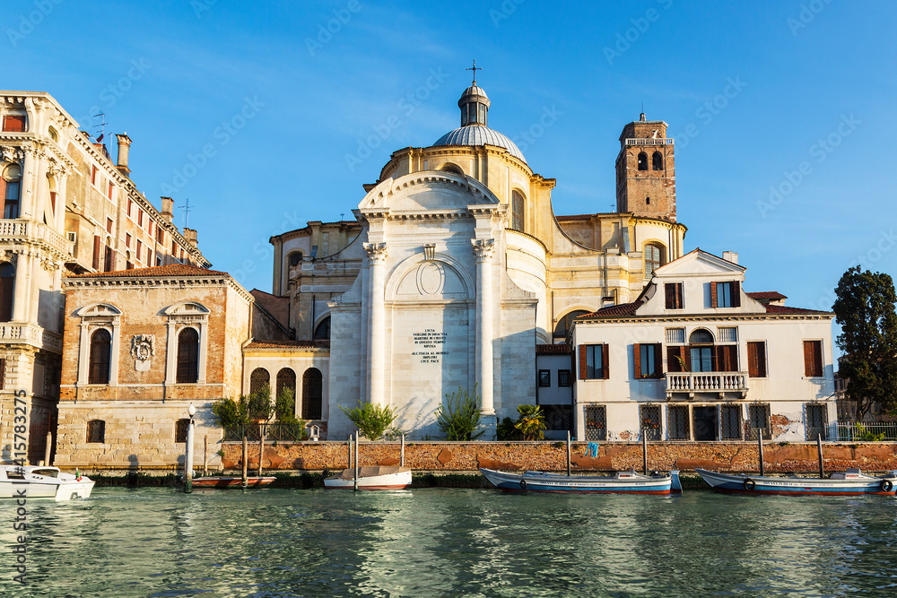Naklejka premium View of the Church of Saints Jeremiah and Lucia in Venice from the Grand Canal. Italy