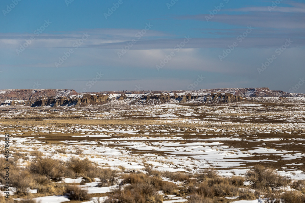 custom made wallpaper toronto digitalOpen snow covered valley in New Mexico desert with rocky hills with clear sky